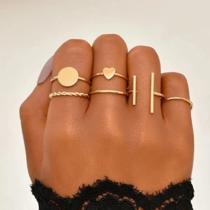 6 piece geometric Rings