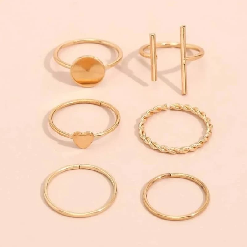 6 piece geometric Rings